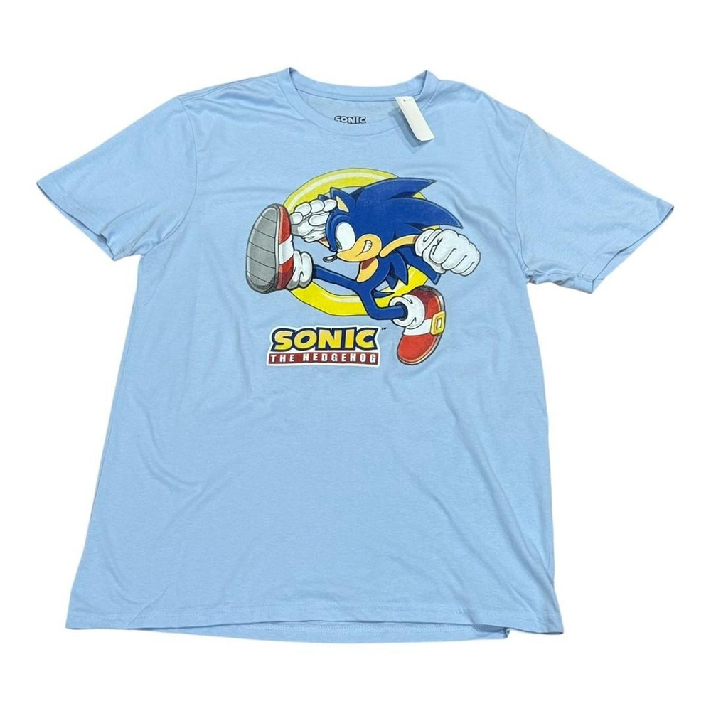 Sonic The Hedgehog Shirt Mens Medium Blue Graphic Tee Sega Video Game Crewneck